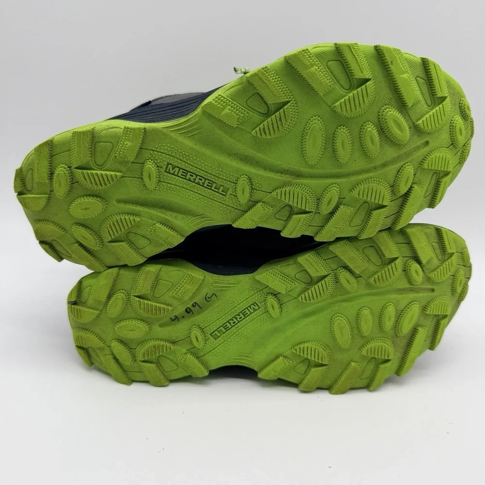 Merrell Shoes Boys Sz 4M Gray‎ Lime Moab Speed Waterproof Hike Trail MK265212